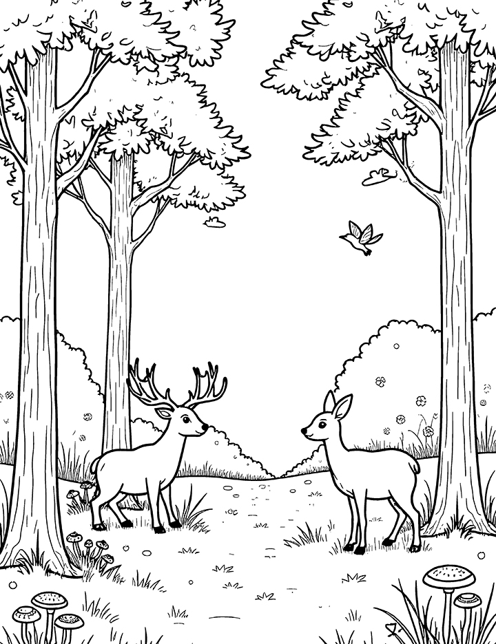 Forest coloring page